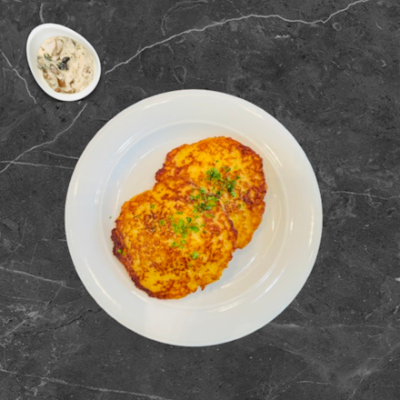 Kėdainiai pancakes with mushroom sauce  or sour cream