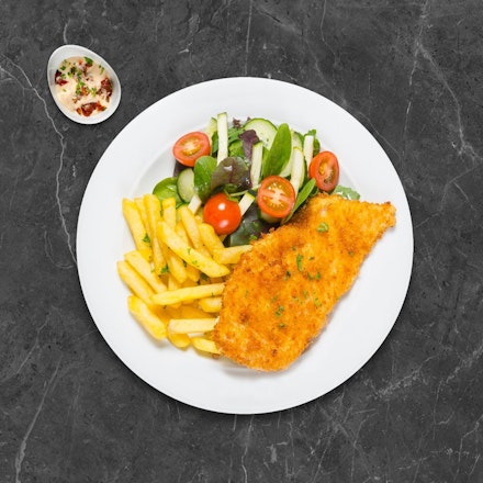 Crispy chicken schnitzel