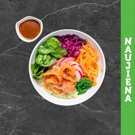 Oriental bowl with salted salmon