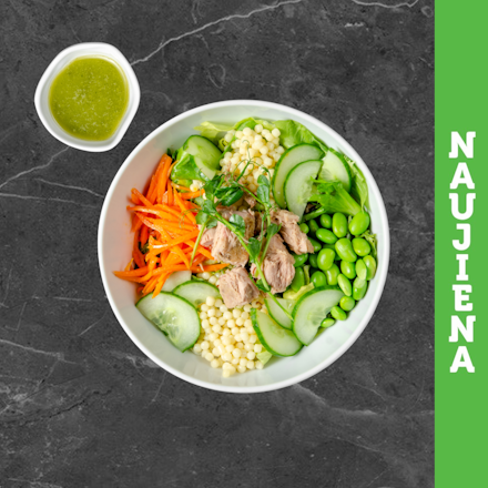 Salad with pearl couscous and tuna