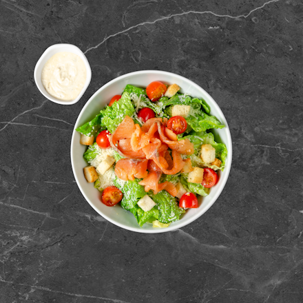 Caesar salad with salted salmon