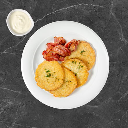 Bulviniai blynai su traškia šonine 