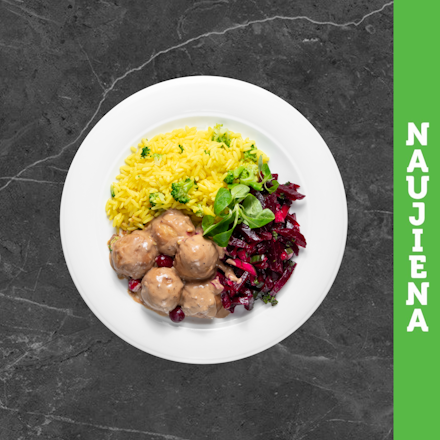 Vištienos Meat balls spanguolių  „Gravy“ padaže 