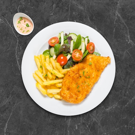 Crispy chicken schnitzel