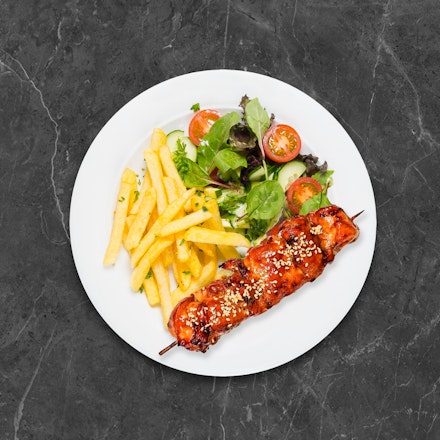 Teriyaki chicken skewer