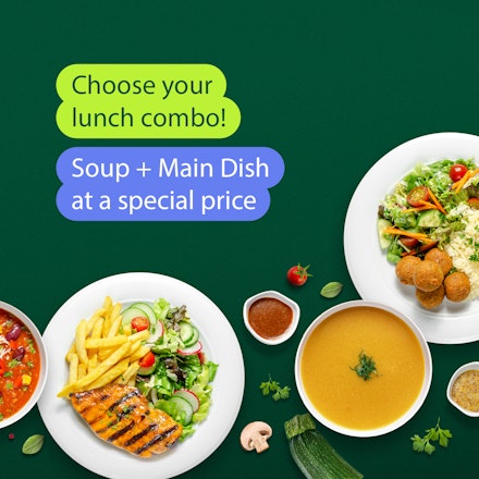 Caesar salad and lentil soup