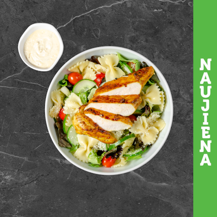 Salad with grilled chicken and Farfalle pasta