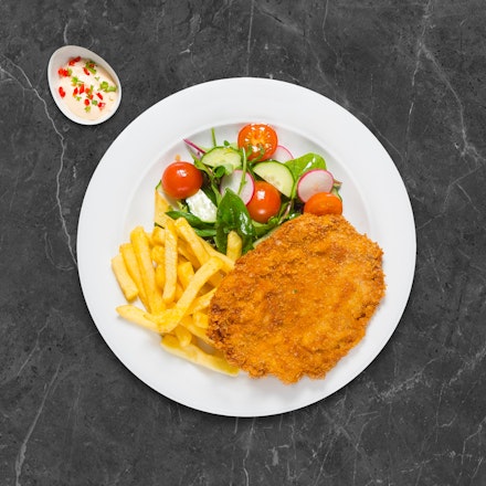 Crispy chicken schnitzel