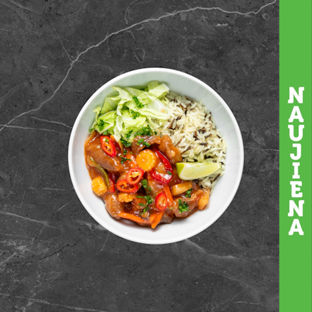 Saldžiarūgštė kalakutiena su wok daržovėmis 